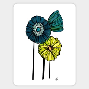 Blue, Green, and Yellow Flowers Sticker